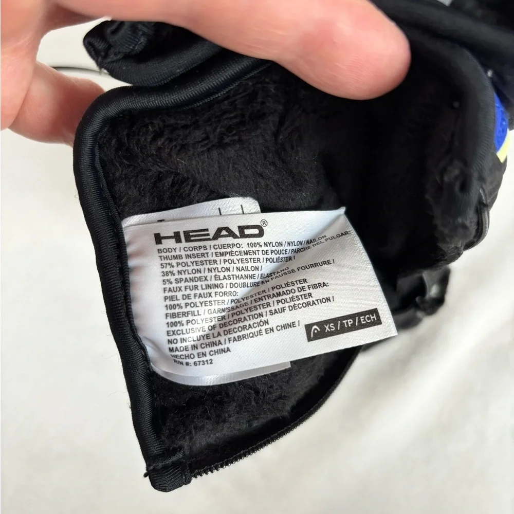 NWT Head Toddler Winter Black Mittens with Blue Highlights Gloves Size XS(2T-4T)